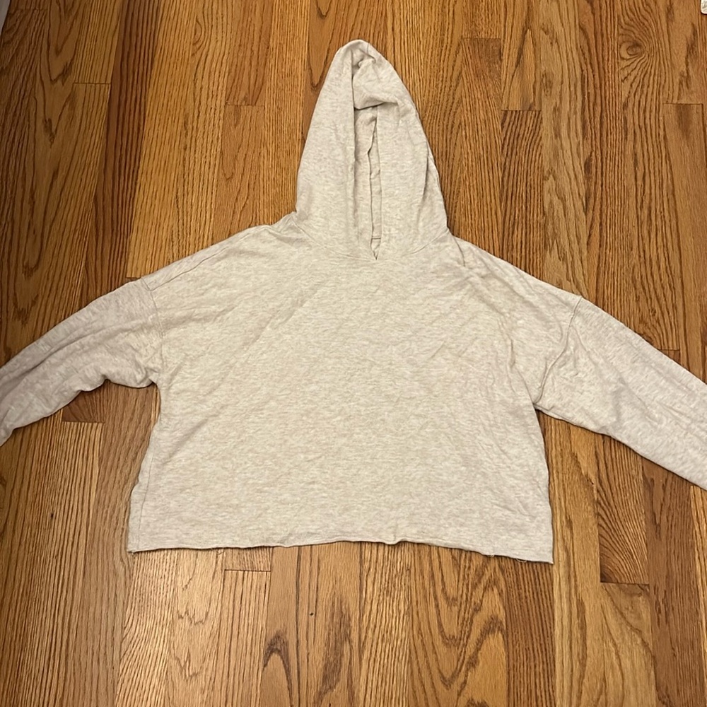 Tan/grey cropped hoodie, kids XL (14-16), very soft